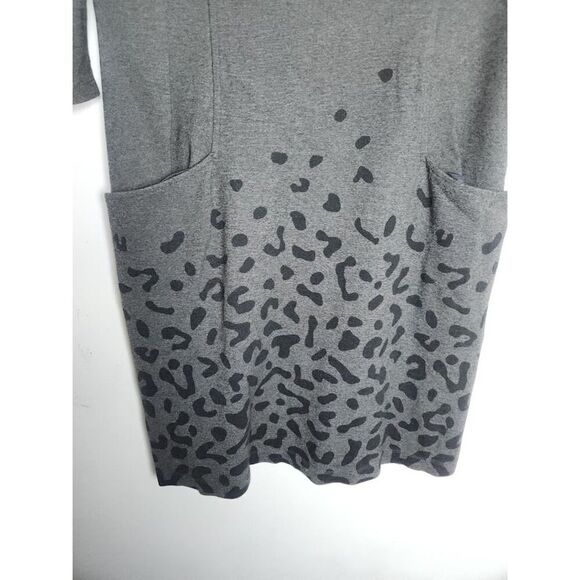 J. McLauglin Grey w/Black Animal Print 3/4 Sleeves Ponte Shift Dress sz Medium - Picture 6 of 10